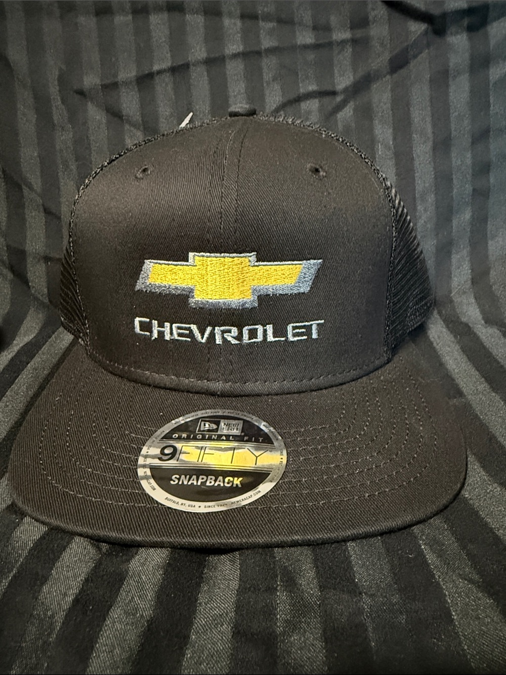 New Era Chevrolet Black Hat with Yellow Logo
